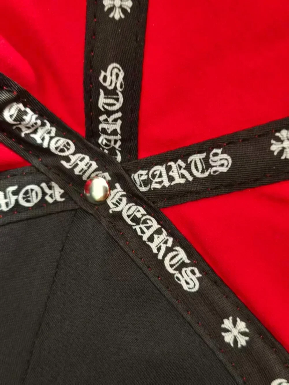 Chrome Hearts CH Logo Embroidered Baseball Cap, Red